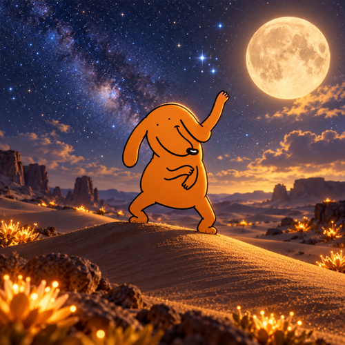 Dancing Dog under the moon